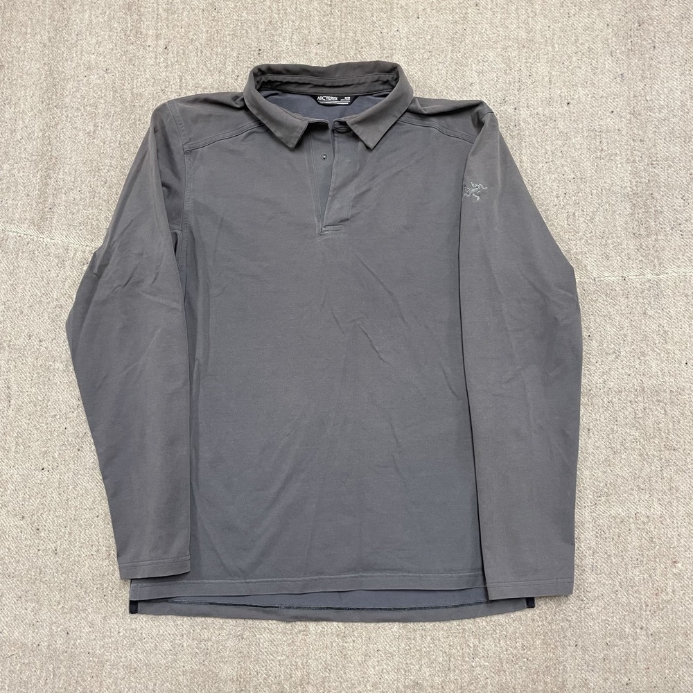 Vintage Captive Long Sleeve Polo Shirt Mens Medium Gray Arc'teryx
